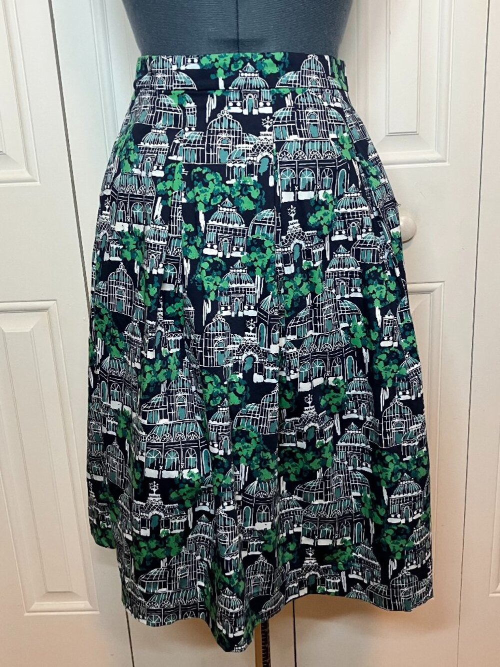 Boden Blue/Green/White Cotton Lined Skirt Size 6R